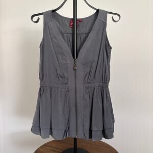 Indian Motorcycle Gray Zip Front Peplum Vest Top Women's Small
